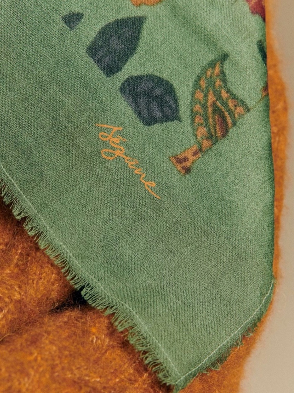 Sezane Pio Scarf - Sea Green/Retro Flower Pattern - Picture 4 of 4